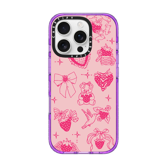 Kira Cyan x CASETiFY iPhone 16 Pro Case パープル Impact Case Strawberry Tattoo Flash Kira Cyan x CASETiFY iPhone 16 Pro Case パープル Impact Case Strawberry Tattoo Flash