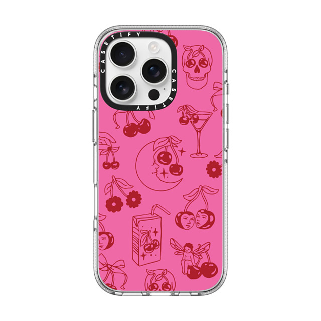 Kira Cyan x CASETiFY iPhone 16 Pro ケース クリア クリア ケース MagSafe対応 Cherry Tattoo Flash