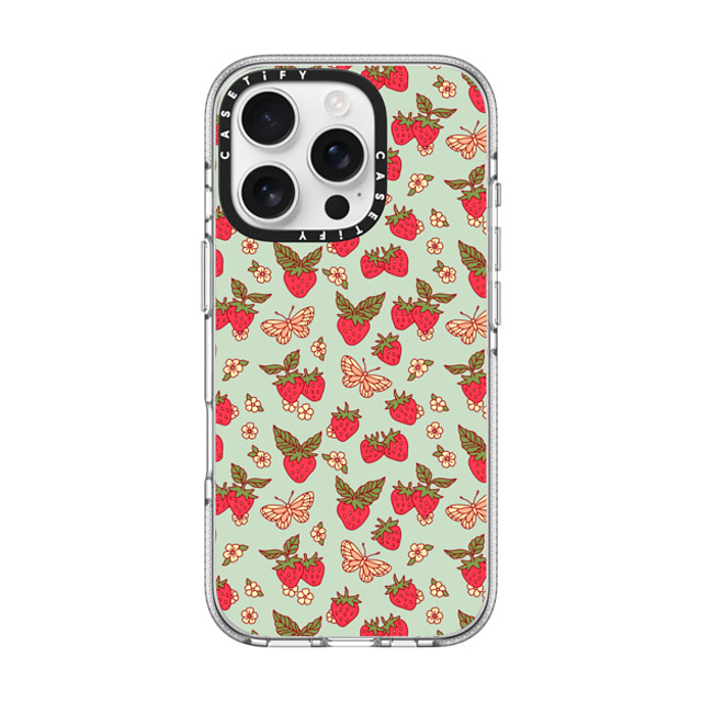 Kira Cyan x CASETiFY iPhone 16 Pro ケース クリア クリア ケース MagSafe対応 Strawberry Field