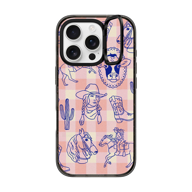 Kira Cyan x CASETiFY iPhone 16 Pro ケース ブラック インパクトリングスタンドケース MagSafe対応 Coastal Cowgirl