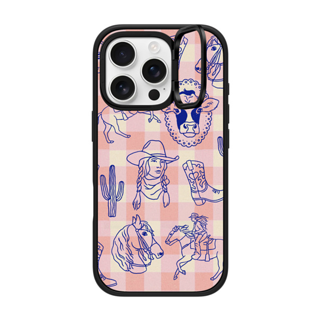 Kira Cyan x CASETiFY iPhone 16 Pro ケース マットブラック インパクトリングスタンドケース MagSafe対応 Coastal Cowgirl