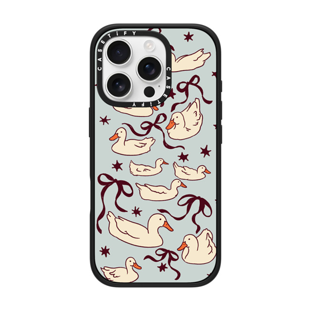 Kira Cyan x CASETiFY iPhone 16 Pro ケース マットブラック インパクトケース MagSafe対応 Ducks and bows