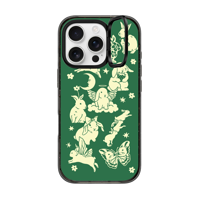 Kira Cyan x CASETiFY iPhone 16 Pro ケース ブラック インパクトリングスタンドケース MagSafe対応 Spring Bunnies