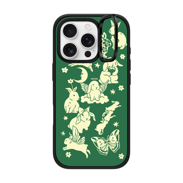 Kira Cyan x CASETiFY iPhone 16 Pro ケース マットブラック インパクトリングスタンドケース MagSafe対応 Spring Bunnies