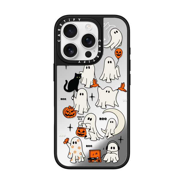 Kira Cyan x CASETiFY iPhone 16 Pro ケース Silver on Black ミラーケース MagSafe対応 Boo Things