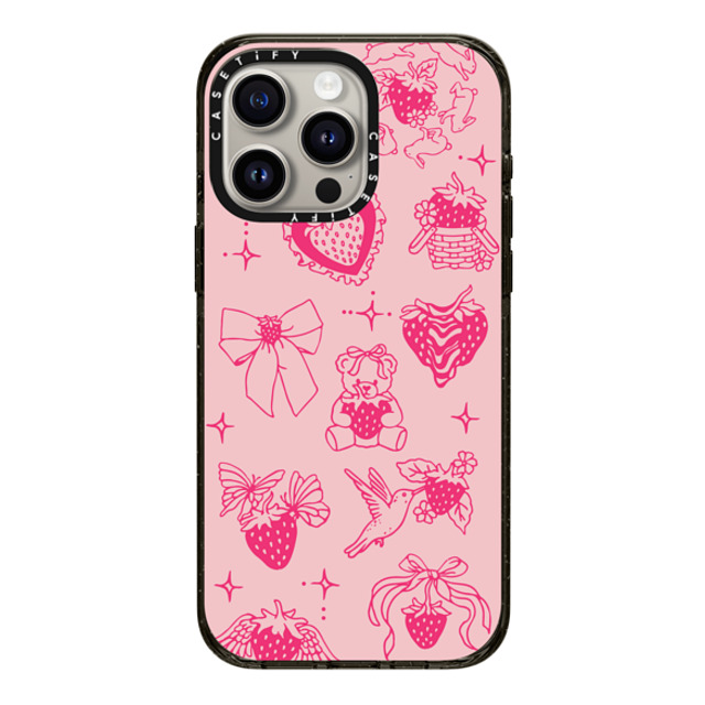 Kira Cyan x CASETiFY iPhone 15 Pro Max ケース ブラック インパクトケース Strawberry Tattoo Flash