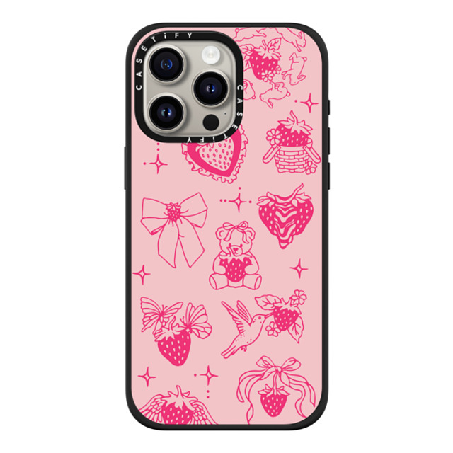 Kira Cyan x CASETiFY iPhone 15 Pro Max ケース マットブラック インパクトケース MagSafe対応 Strawberry Tattoo Flash