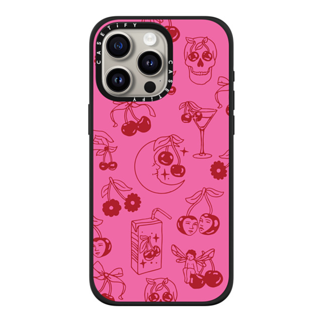 Kira Cyan x CASETiFY iPhone 15 Pro Max ケース マットブラック インパクトケース MagSafe対応 Cherry Tattoo Flash