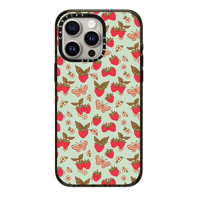 Kira Cyan x CASETiFY iPhone 15 Pro Max ケース ブラック インパクトケース MagSafe対応 Strawberry Field