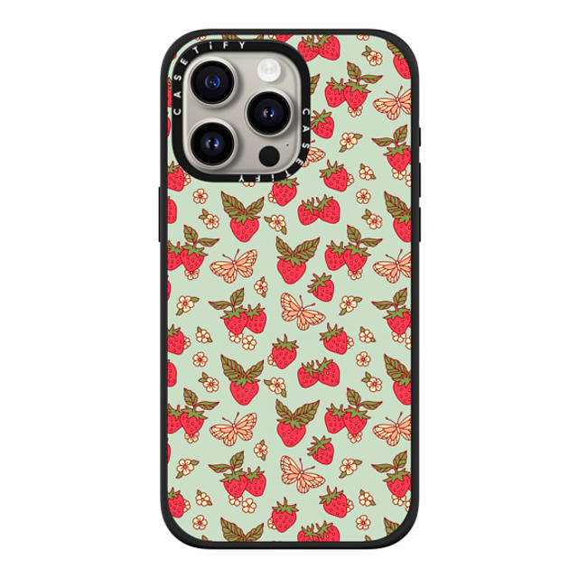 Kira Cyan x CASETiFY iPhone 15 Pro Max ケース マットブラック インパクトケース MagSafe対応 Strawberry Field