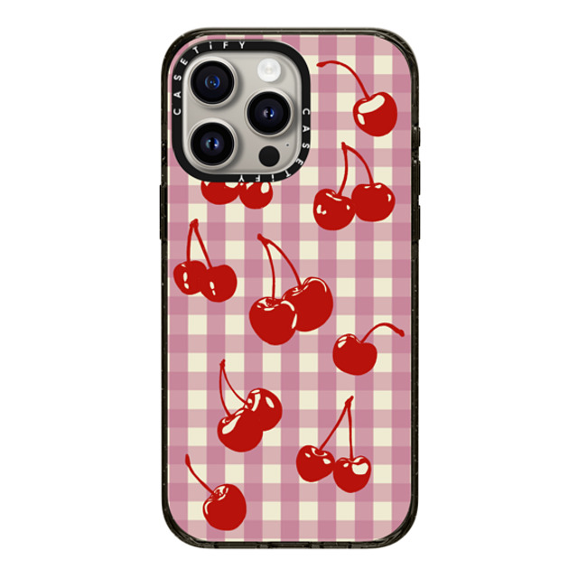 Kira Cyan x CASETiFY iPhone 15 Pro Max ケース ブラック インパクトケース MagSafe対応 Cherry Gingham