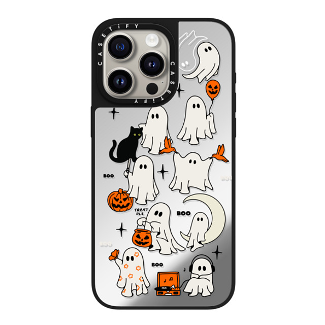 Kira Cyan x CASETiFY iPhone 15 Pro Max ケース Silver on Black ミラーケース MagSafe対応 Boo Things