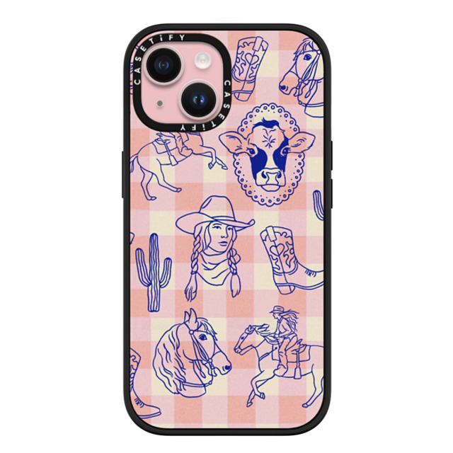 Kira Cyan x CASETiFY iPhone 15 ケース マットブラック インパクトケース MagSafe対応 Coastal Cowgirl