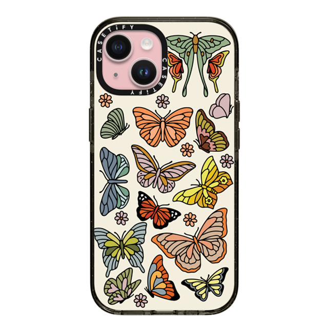 Kira Cyan x CASETiFY iPhone 15 ケース ブラック インパクトケース Butterfly Study