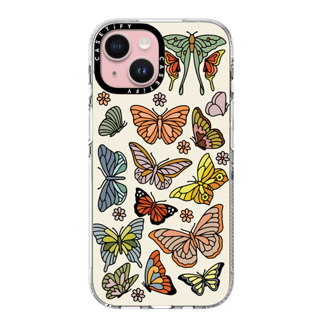 Kira Cyan x CASETiFY iPhone 15 ケース クリア クリア ケース MagSafe対応 Butterfly Study