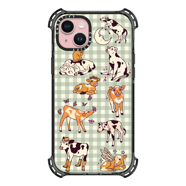 Kira Cyan x CASETiFY iPhone 15 Plus ケース ブラック バウンスケース Cow Gingham