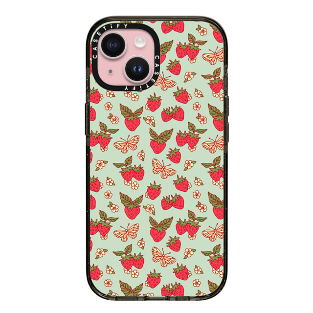 Kira Cyan x CASETiFY iPhone 15 ケース ブラック インパクトケース Strawberry Field