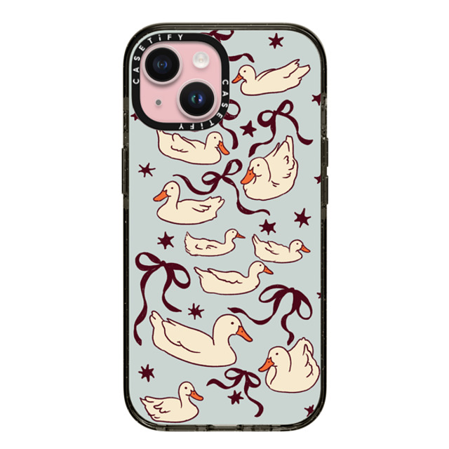 Kira Cyan x CASETiFY iPhone 15 ケース ブラック インパクトケース MagSafe対応 Ducks and bows