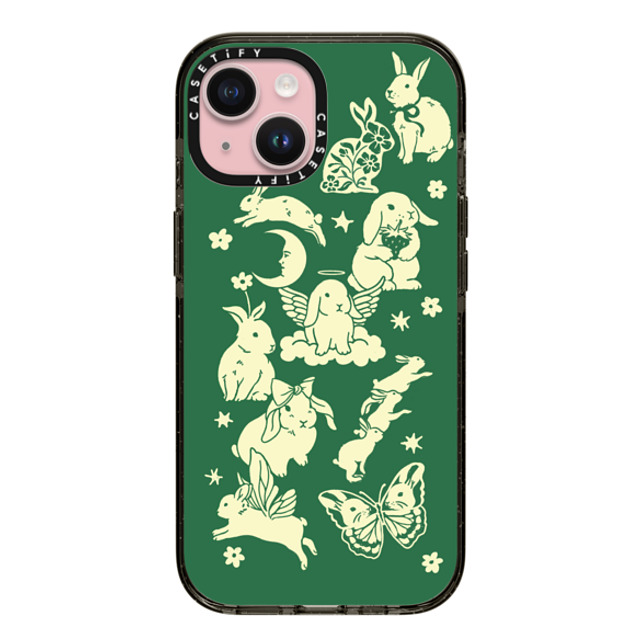 Kira Cyan x CASETiFY iPhone 15 ケース ブラック インパクトケース MagSafe対応 Spring Bunnies