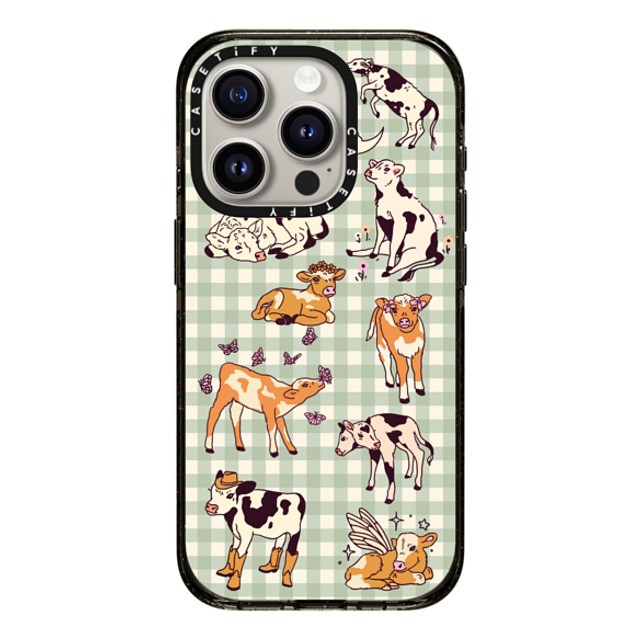 Kira Cyan x CASETiFY iPhone 15 Pro ケース ブラック インパクトケース Cow Gingham