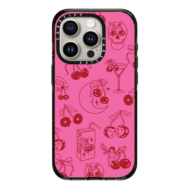 Kira Cyan x CASETiFY iPhone 15 Pro ケース ブラック インパクトケース MagSafe対応 Cherry Tattoo Flash