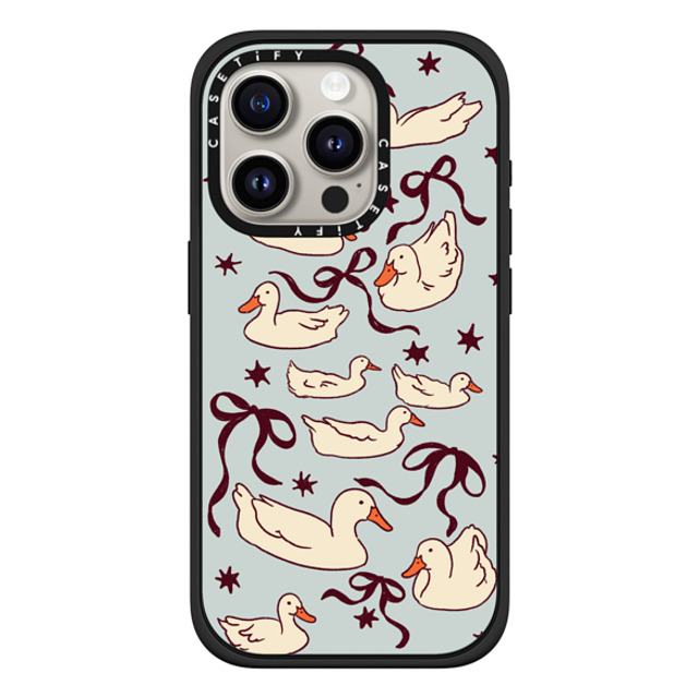 Kira Cyan x CASETiFY iPhone 15 Pro ケース マットブラック インパクトケース MagSafe対応 Ducks and bows