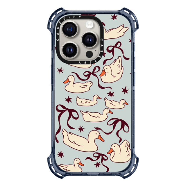 Kira Cyan x CASETiFY iPhone 15 Pro ケース Classic Blue バウンスケース Ducks and bows