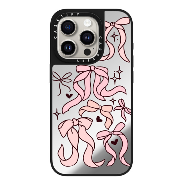 Kira Cyan x CASETiFY iPhone 15 Pro Case Silver on Black ミラーケース MagSafe対応 Bow Collage Kira Cyan x CASETiFY iPhone 15 Pro Case Silver on Black ミラーケース MagSafe対応 Bow Collage