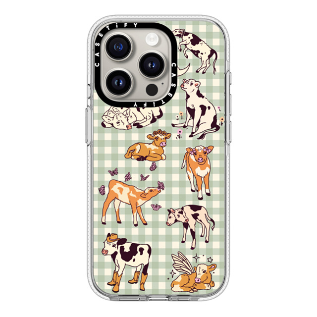 Kira Cyan x CASETiFY iPhone 15 Pro ケース クリア クリア ケース MagSafe対応 Cow Gingham