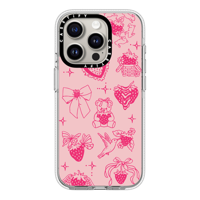 Kira Cyan x CASETiFY iPhone 15 Pro ケース クリア クリア ケース MagSafe対応 Strawberry Tattoo Flash