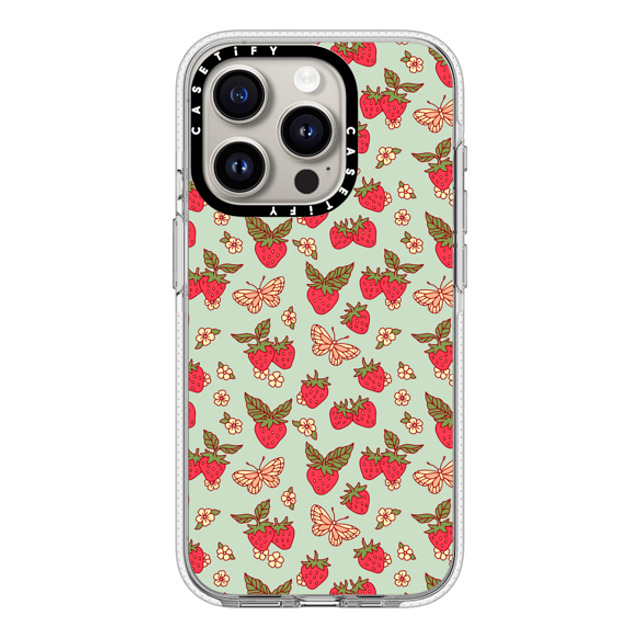 Kira Cyan x CASETiFY iPhone 15 Pro ケース クリア クリア ケース MagSafe対応 Strawberry Field