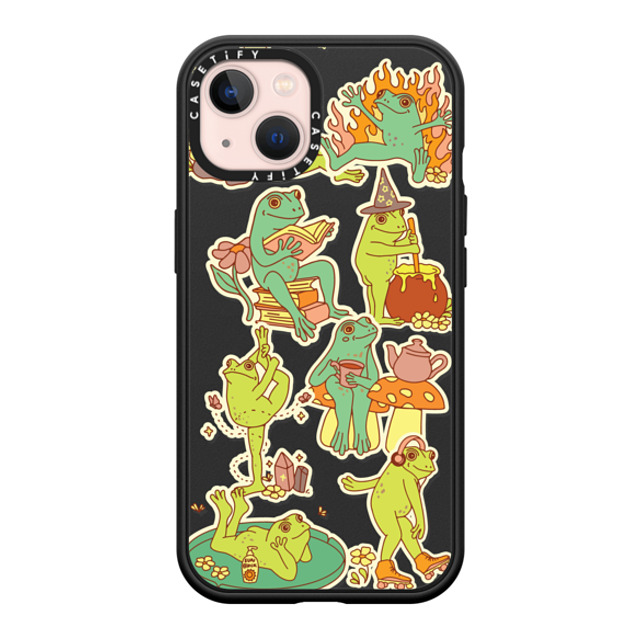 Kira Cyan x CASETiFY iPhone 13 ケース マットブラック インパクトケース MagSafe対応 Frog Stickers