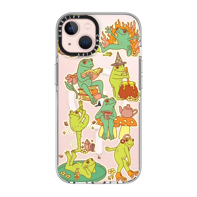 Kira Cyan x CASETiFY iPhone 13 ケース クリア クリア ケース MagSafe対応 Frog Stickers