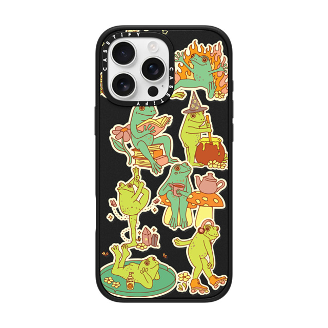 Kira Cyan x CASETiFY iPhone 16 Pro Max ケース マットブラック インパクトケース MagSafe対応 Frog Stickers