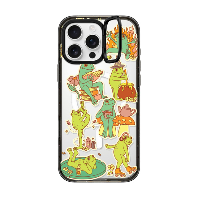 Kira Cyan x CASETiFY iPhone 16 Pro Max ケース ブラック インパクトリングスタンドケース MagSafe対応 Frog Stickers