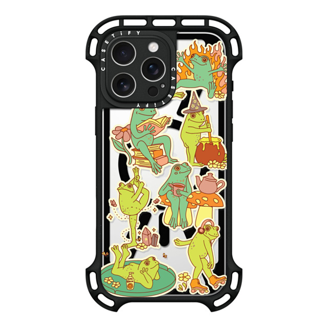 Kira Cyan x CASETiFY iPhone 16 Pro Max ケース ブラック ウルトラ バウンスケース MagSafe対応 Frog Stickers