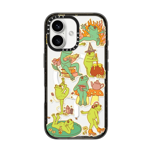 Kira Cyan x CASETiFY iPhone 16 ケース ブラック インパクトケース MagSafe対応 Frog Stickers