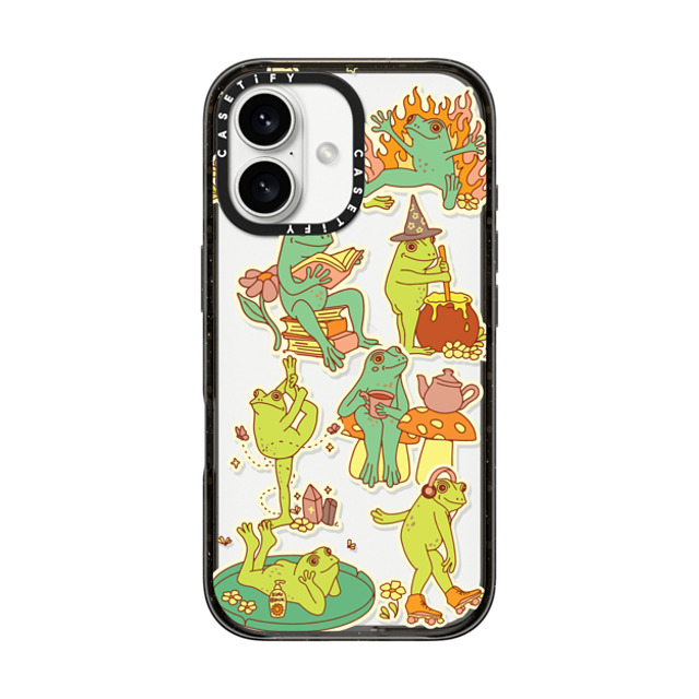 Kira Cyan x CASETiFY iPhone 16 ケース ブラック インパクトケース Frog Stickers