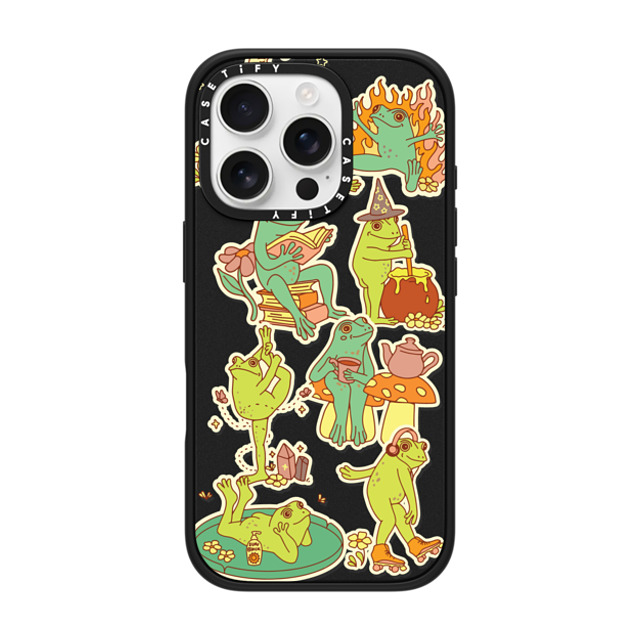 Kira Cyan x CASETiFY iPhone 16 Pro ケース マットブラック インパクトケース MagSafe対応 Frog Stickers