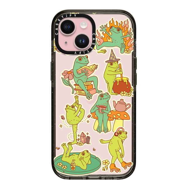 Kira Cyan x CASETiFY iPhone 15 ケース ブラック インパクトケース Frog Stickers