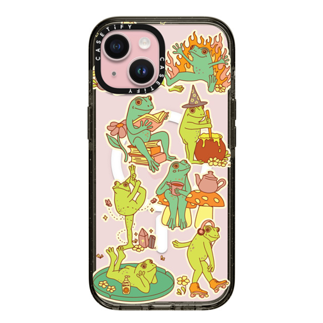 Kira Cyan x CASETiFY iPhone 15 ケース ブラック インパクトケース MagSafe対応 Frog Stickers