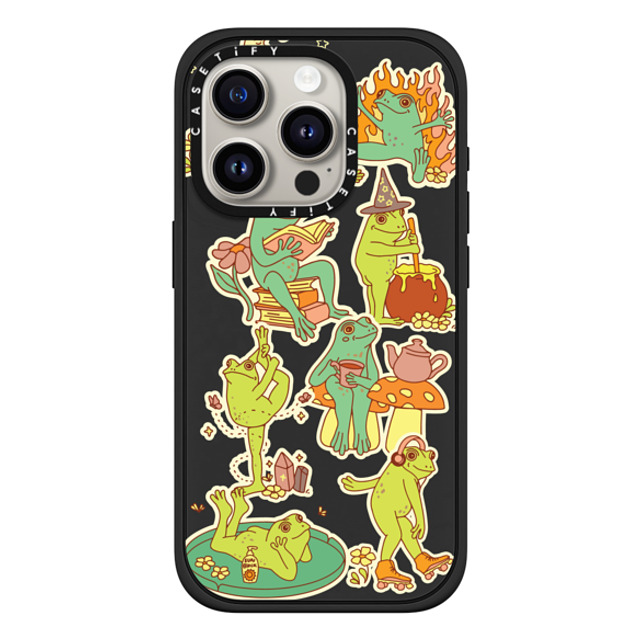 Kira Cyan x CASETiFY iPhone 15 Pro ケース マットブラック インパクトケース MagSafe対応 Frog Stickers