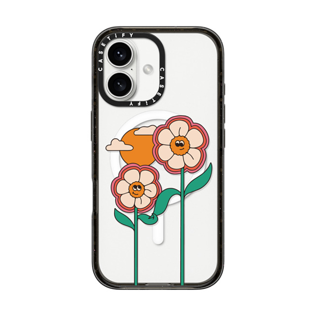 Kira Cyan x CASETiFY iPhone 16 ケース Sticker,Floral ブラック インパクトケース MagSafe対応 Kind Flowers Back to School Kira Cyan x CASETiFY iPhone 16 ケース Sticker,Floral ブラック インパクトケース MagSafe対応 Kind Flowers Back to School
