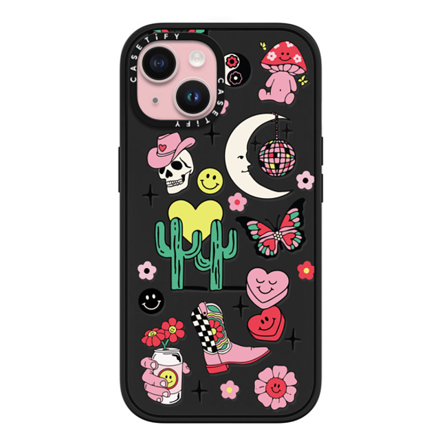 Kira Cyan x CASETiFY iPhone 15 ケース マットブラック インパクトケース MagSafe対応 Tattoo Flash