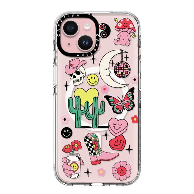 Kira Cyan x CASETiFY iPhone 15 ケース クリア クリア ケース MagSafe対応 Tattoo Flash