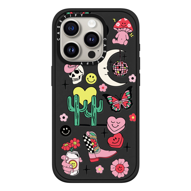 Kira Cyan x CASETiFY iPhone 15 Pro ケース マットブラック インパクトケース MagSafe対応 Tattoo Flash