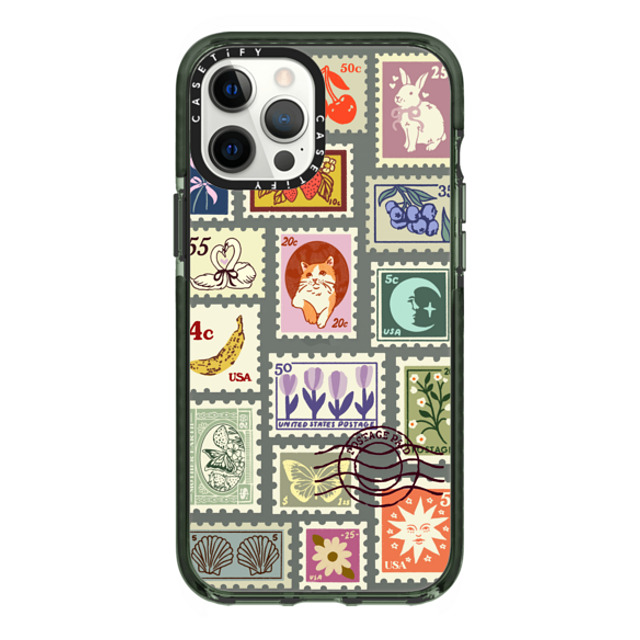 Kira Cyan x CASETiFY iPhone 12 Pro Max ケース Midnight Green インパクトケース Stamp Collection