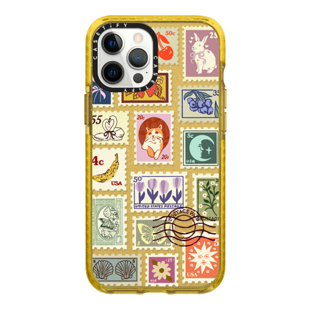 Kira Cyan x CASETiFY iPhone 12 Pro Max ケース Yellow (Glitter) インパクトケース Stamp Collection