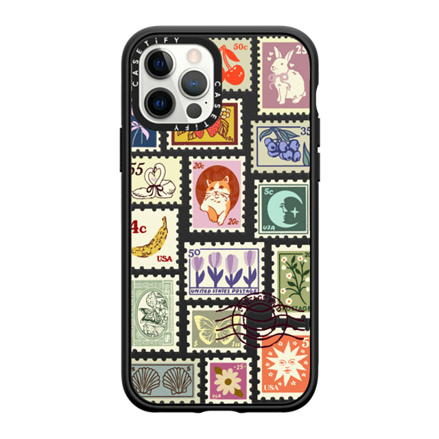 Kira Cyan x CASETiFY iPhone 12 Pro Case Cat,Floral マットブラック Impact Case MagSafe Compatible Stamp Collection Mother's Day Kira Cyan x CASETiFY iPhone 12 Pro Case Cat,Floral マットブラック Impact Case MagSafe Compatible Stamp Collection Mother's Day