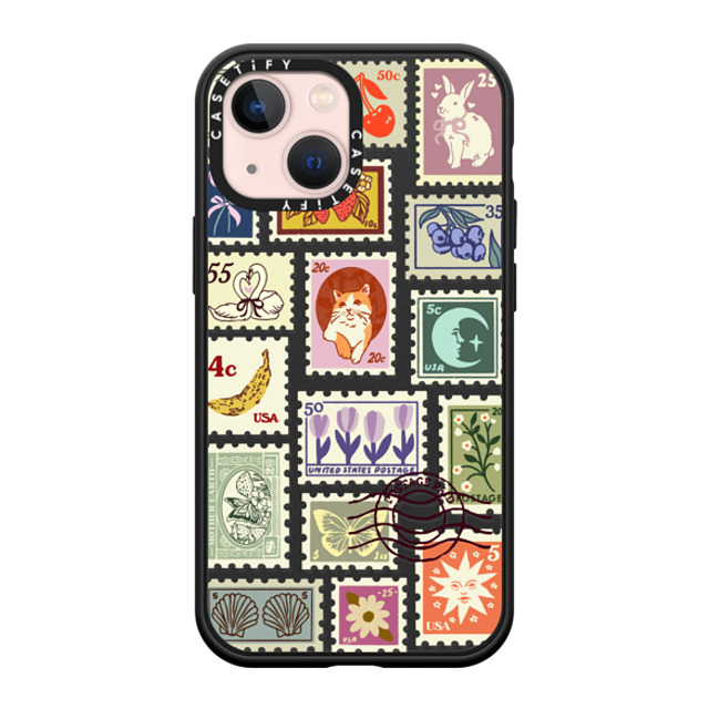 Kira Cyan x CASETiFY iPhone 13 Mini ケース Cat,Floral マットブラック インパクトケース MagSafe対応 Stamp Collection Mother's Day Kira Cyan x CASETiFY iPhone 13 Mini ケース Cat,Floral マットブラック インパクトケース MagSafe対応 Stamp Collection Mother's Day
